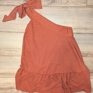 Free People One-Shoulder Mini Terracotta Dress With Pockets